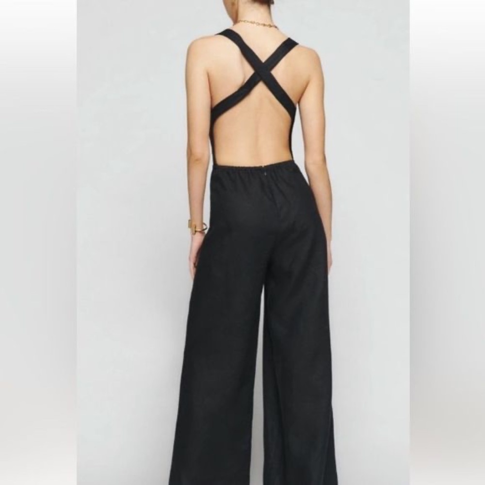 Reformation Autumn Linen Jumpsuit In Black - Picture 4 of 8